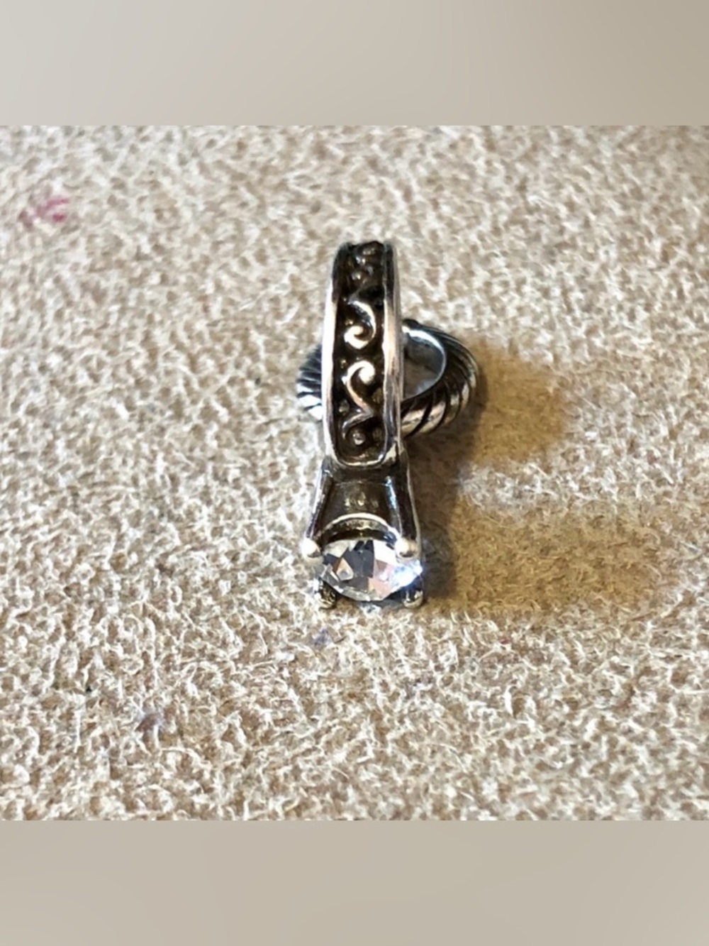 🆕 Brighton Diamond Ring charm Big clear Swarovski crystal set in silver Retired - Picture 4 of 5